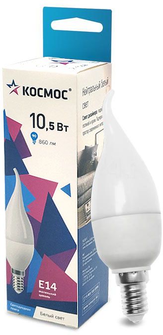 КОСМОС - Лампа LED "Свеча на ветру" 10.5w e14 4500к /10 /80